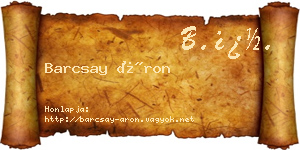 Barcsay Áron névjegykártya